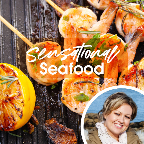 Griddled prawn skewers with Tara Walker