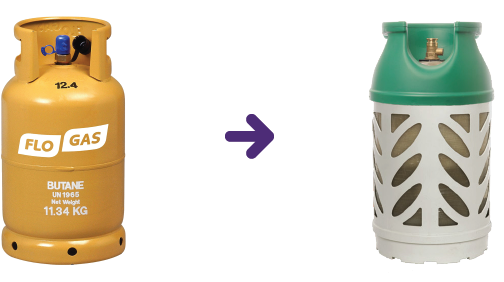 Yellow butane metal to propane gaslight